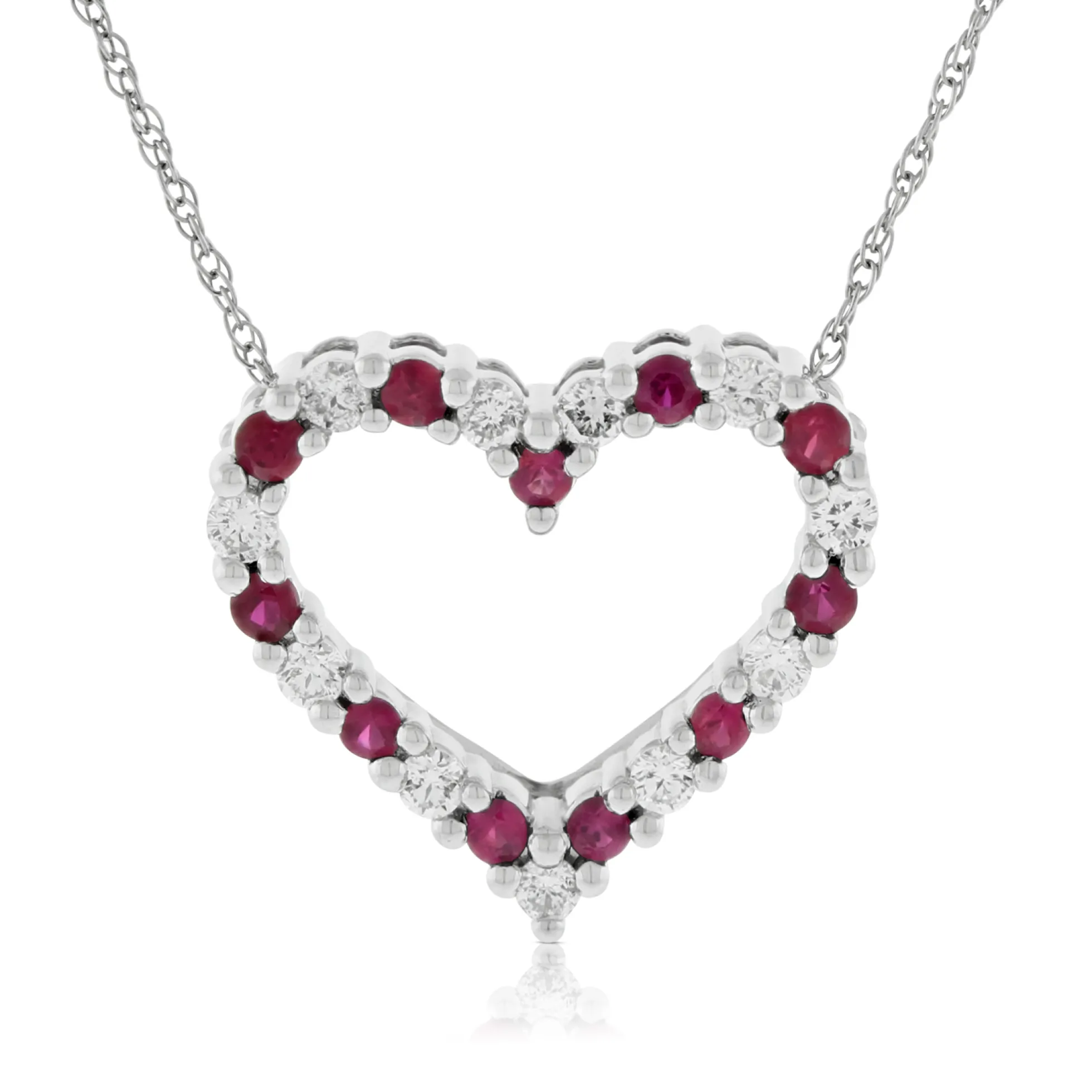 Ruby & Diamond Heart Pendant 14K