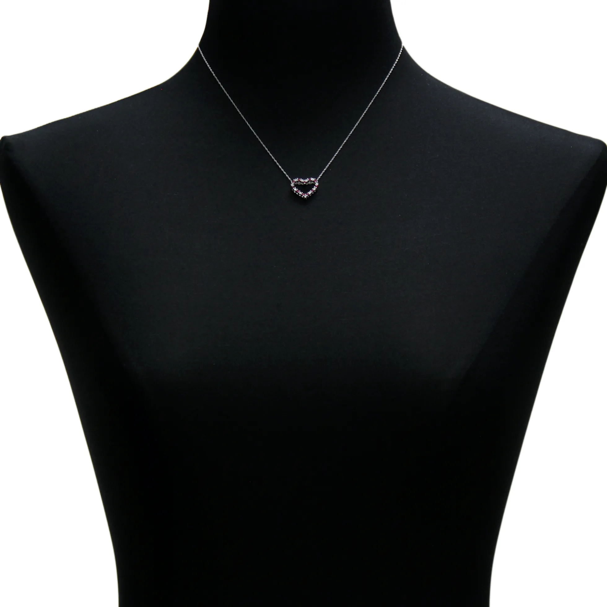 Ruby & Diamond Heart Pendant 14K