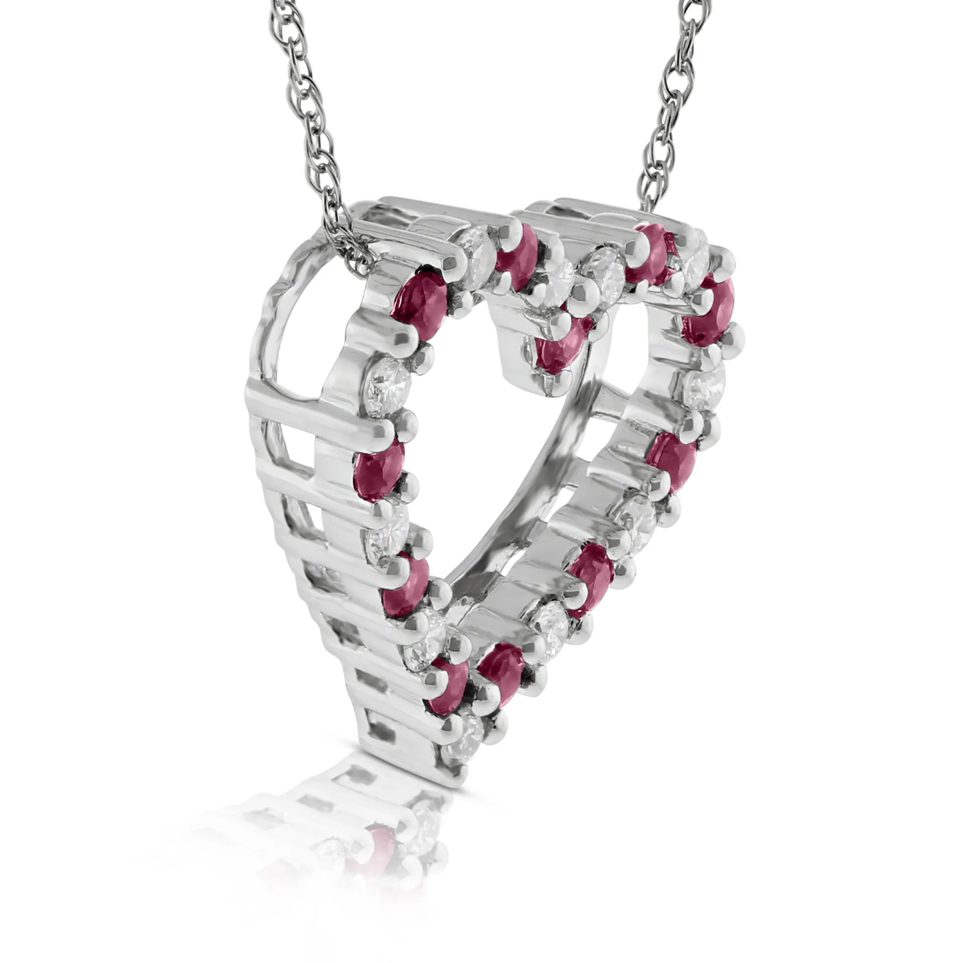 Ruby & Diamond Heart Pendant 14K