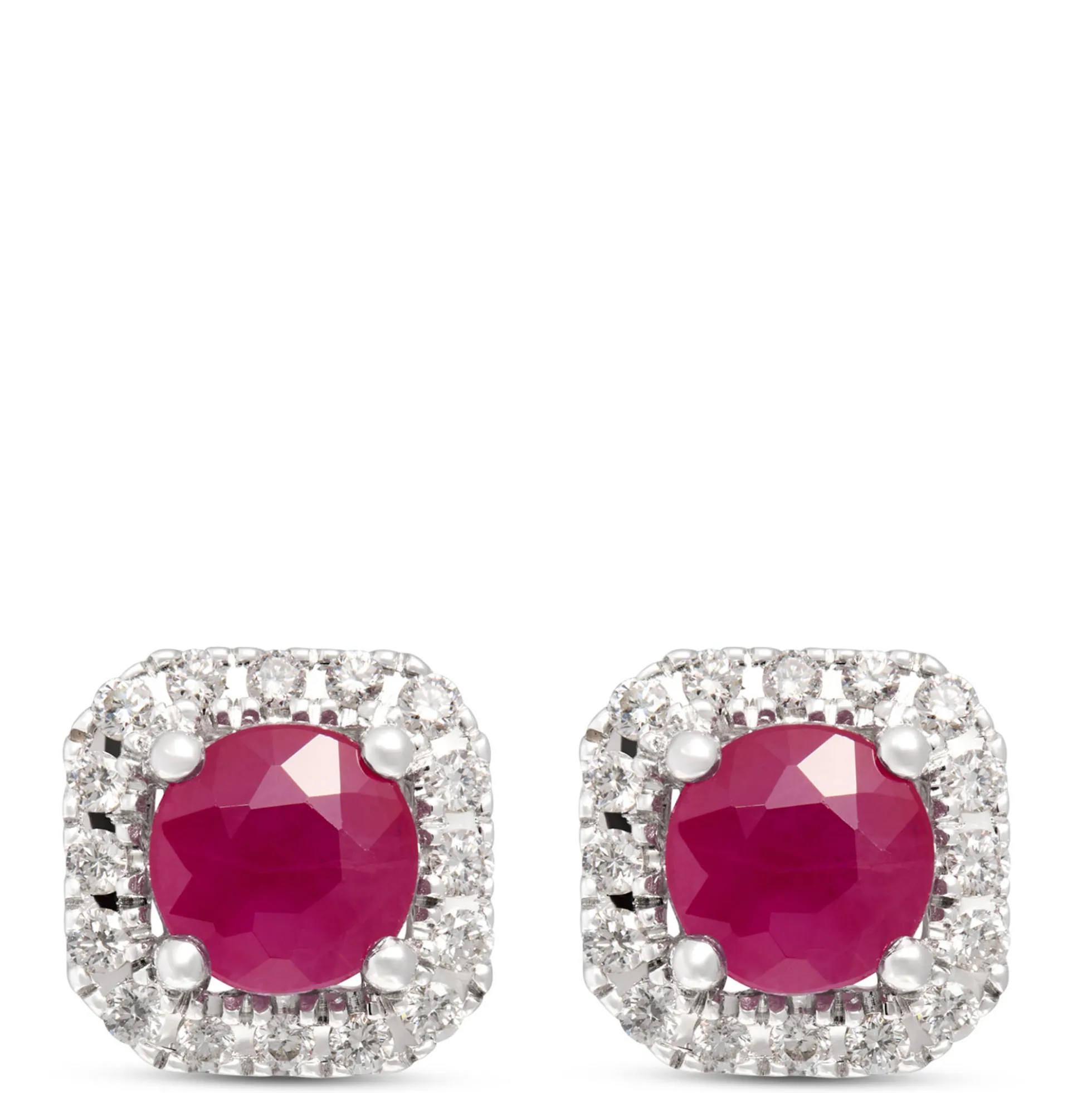 Rudy Studs with Diamond Halo, 14K White Gold