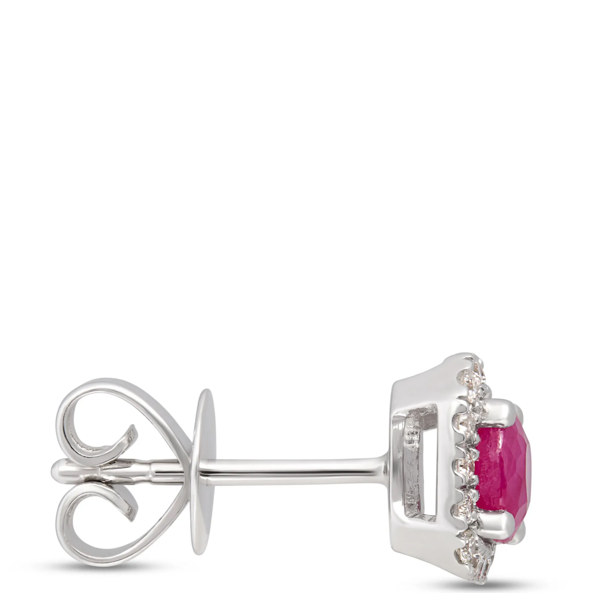 Rudy Studs with Diamond Halo, 14K White Gold