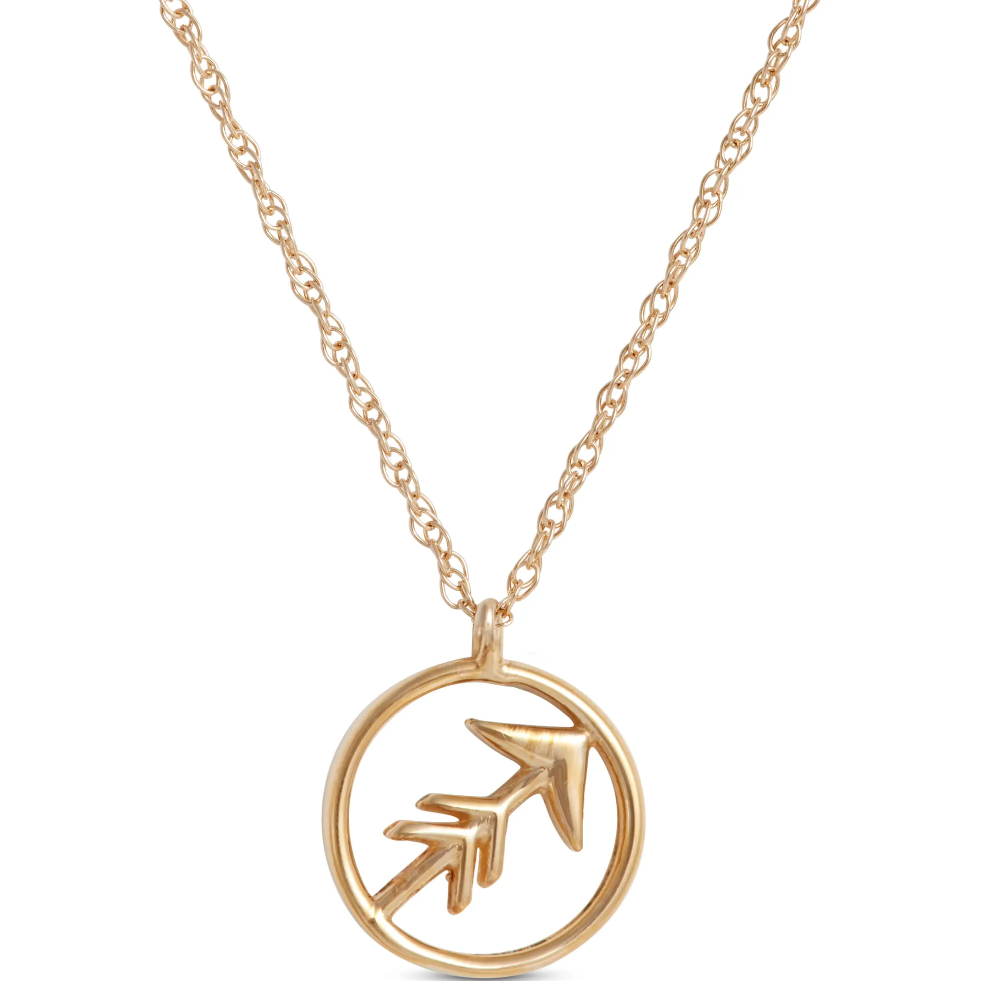 Sagittarius Zodiac Sign Pendant Necklace, 14K Yellow Gold