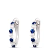 Sapphire and Round Diamond Hoops, 14K White Gold