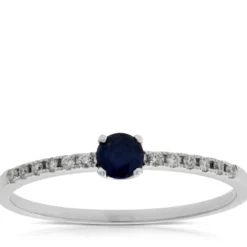 Sapphire & Diamond Band 14K