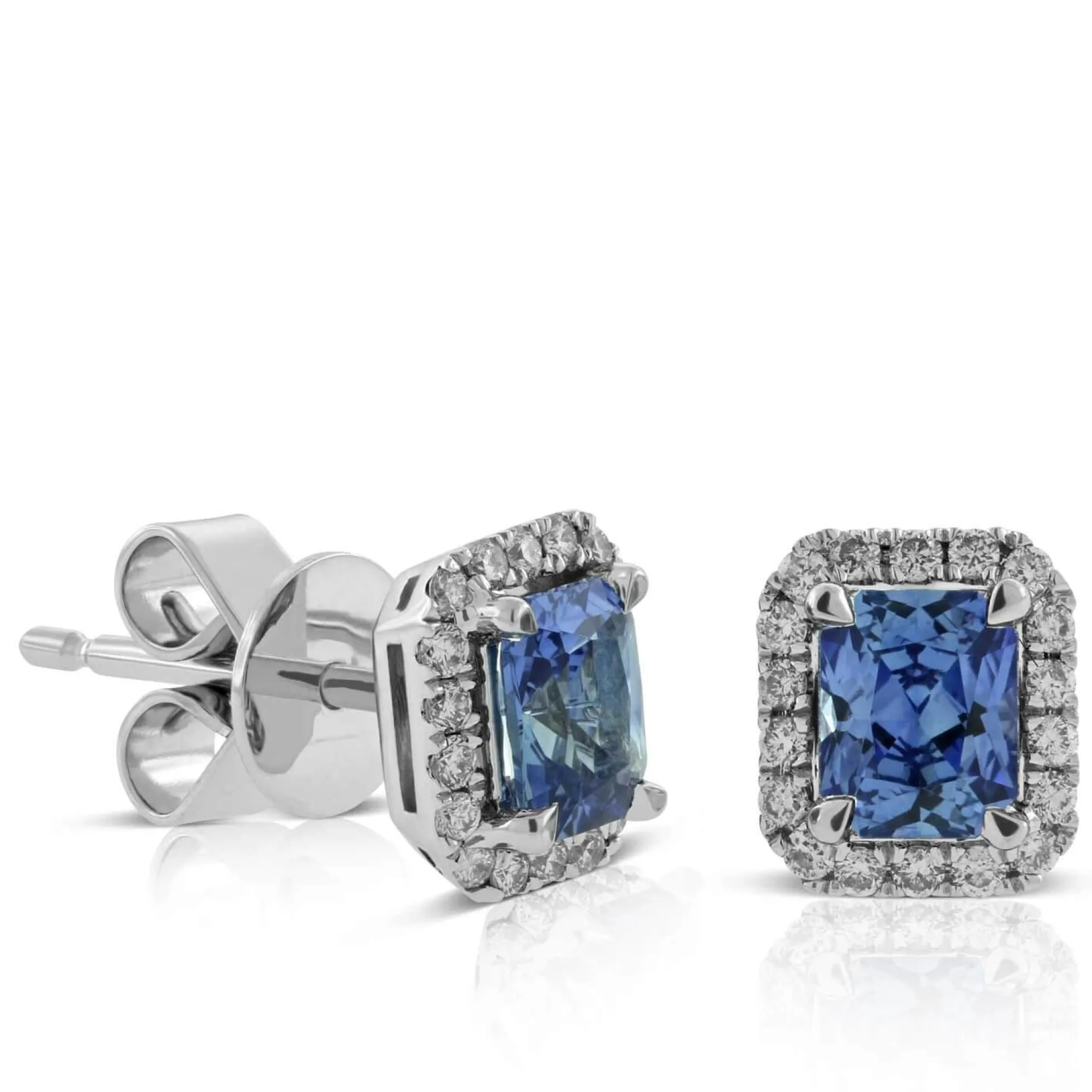 Sapphire & Diamond Earrings 14K