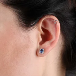 Sapphire & Diamond Earrings 14K