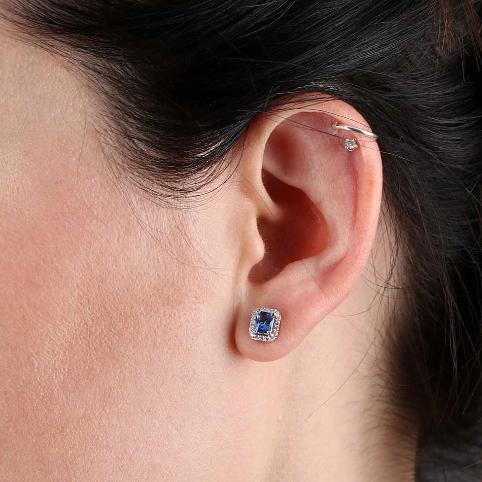 Sapphire & Diamond Earrings 14K