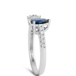 Sapphire & Diamond Open Shank Ring 14K