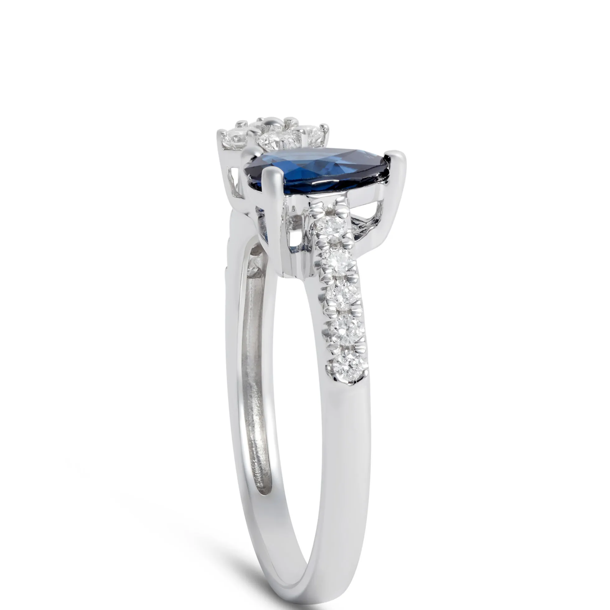 Sapphire & Diamond Open Shank Ring 14K