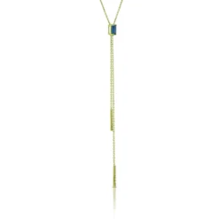 Sapphire & Diamond Stationary Lariat Necklace 14K