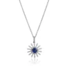 Sapphire & Diamond Sunburst Necklace 14K