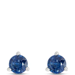 Sapphire Stud Earrings, 14K White Gold