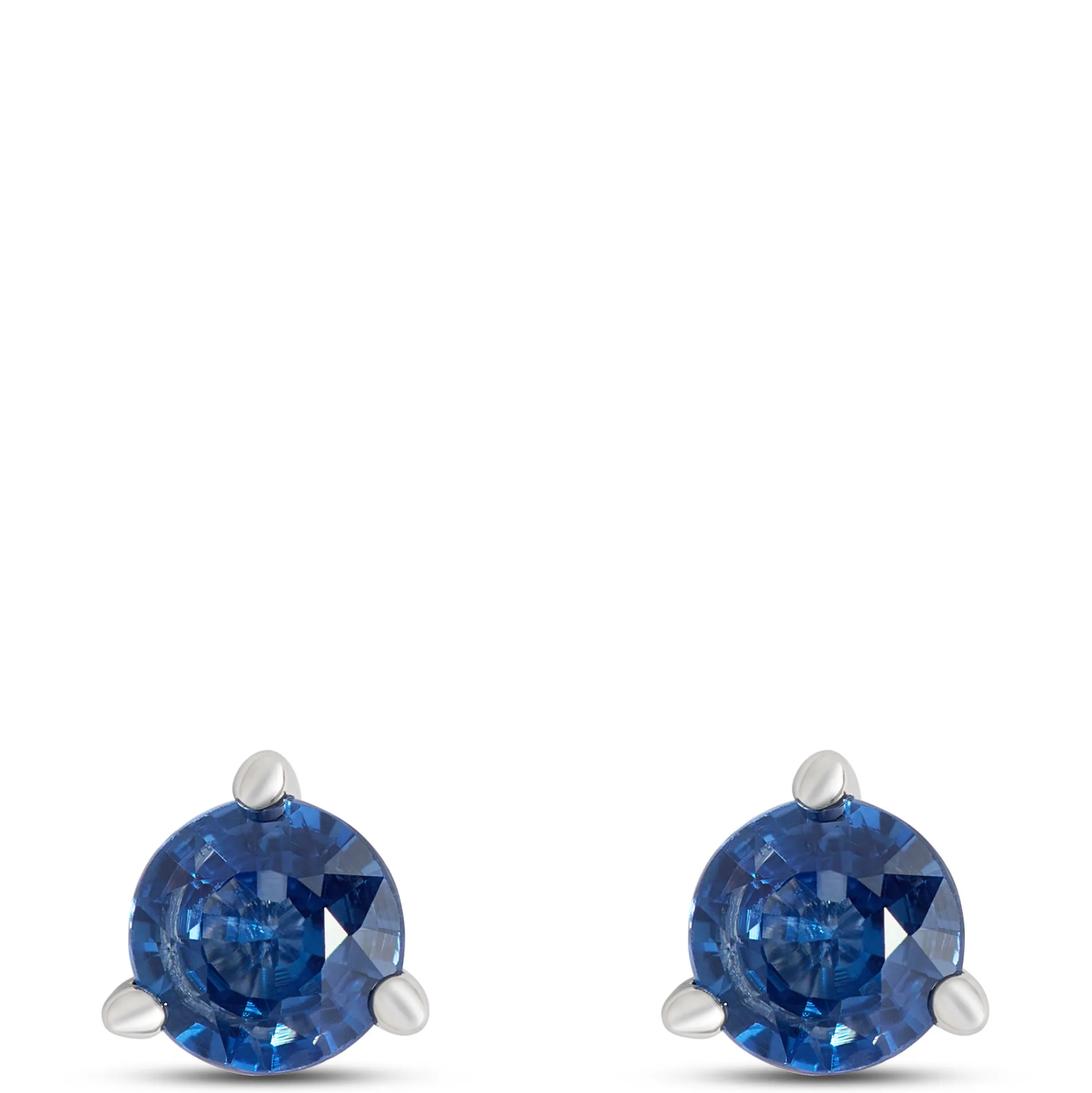 Sapphire Stud Earrings, 14K White Gold