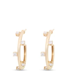 Scattered Diamond Hoops, ½ Carat Total Weight, 14K Yellow Gold