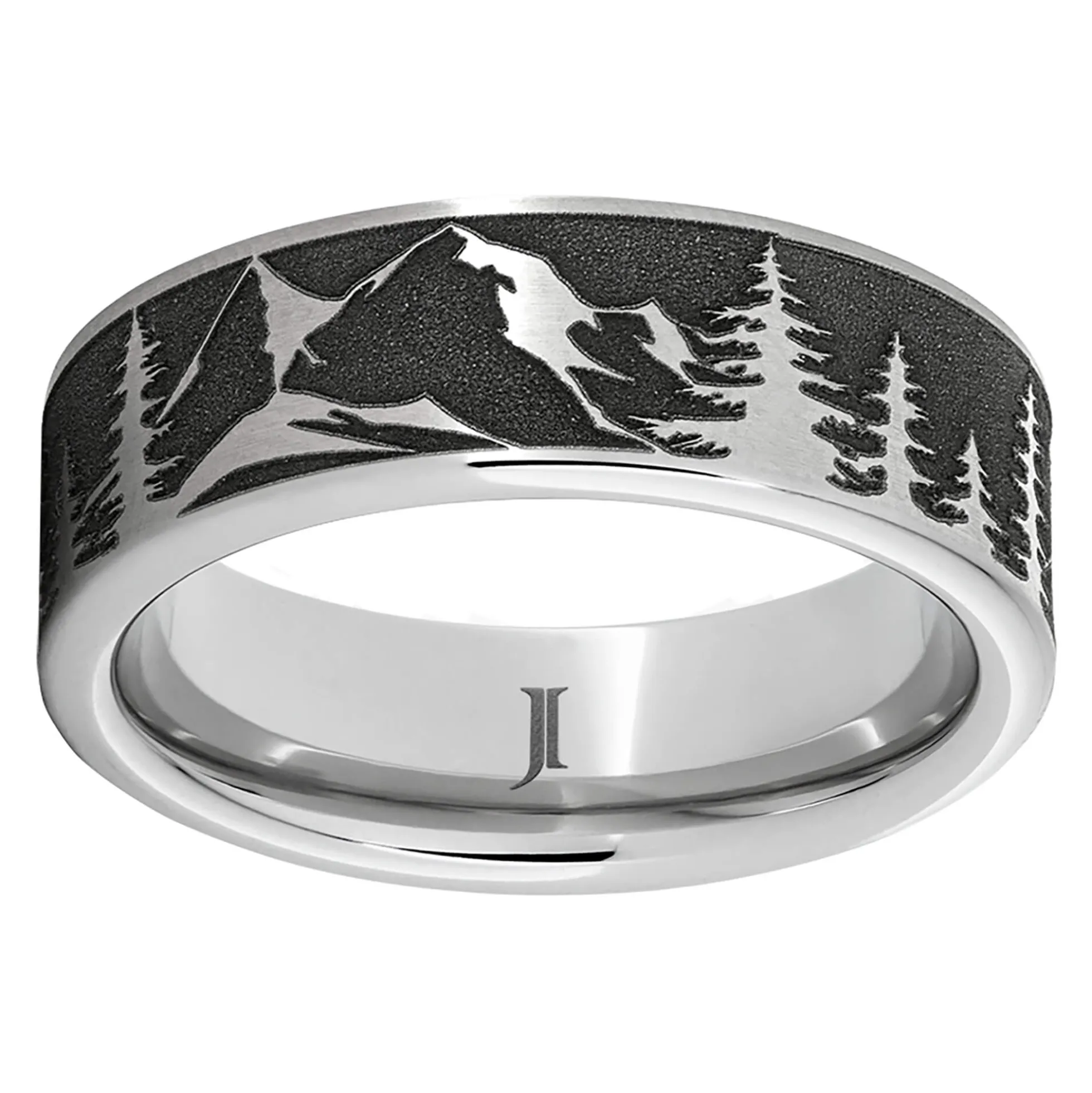 Serinium® Mountain Pine Forest Scene Ring, 8MM