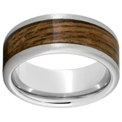 Serinium® Pipe Cut Band with Bourbon Barrel Aged™ Inlay and Stone Finish