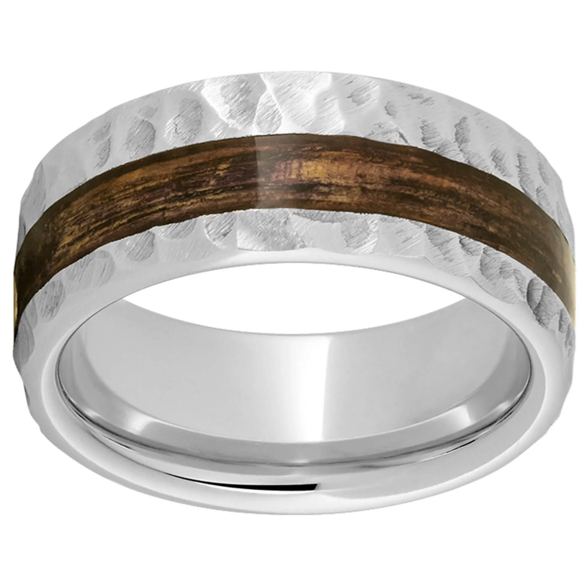 Serinium® Pipe Cut Band with Off-Center Bourbon Barrel Aged™ Inlay and Moon Finish