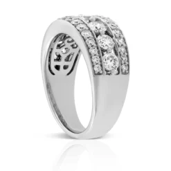 Shared Prong Three Row Diamond Band 14K