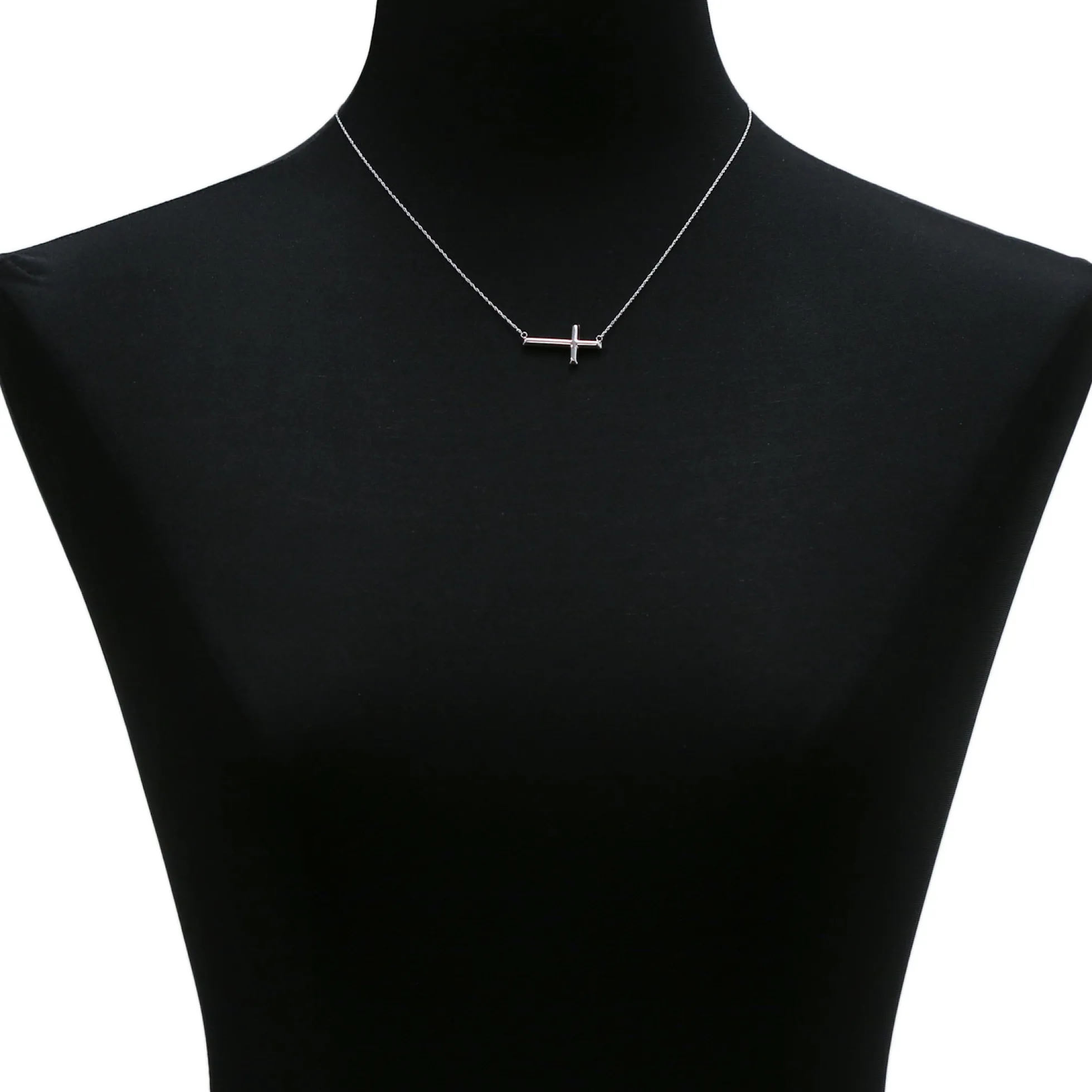 Sideways Cross Necklace 14K