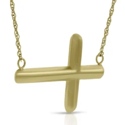 Sideways Cross Necklace 14K