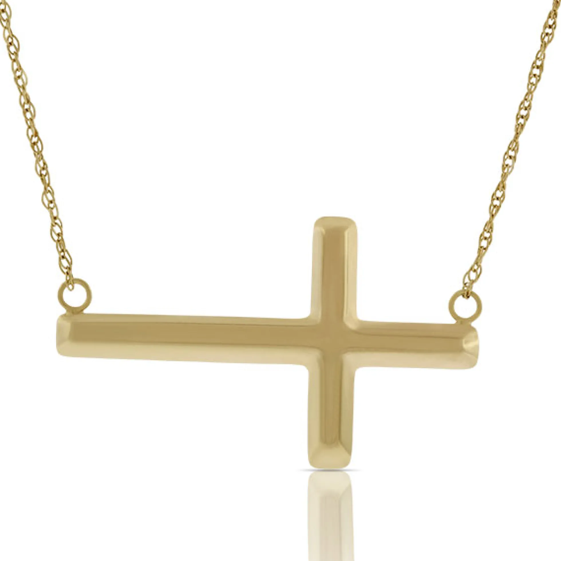 Sideways Cross Necklace 14K