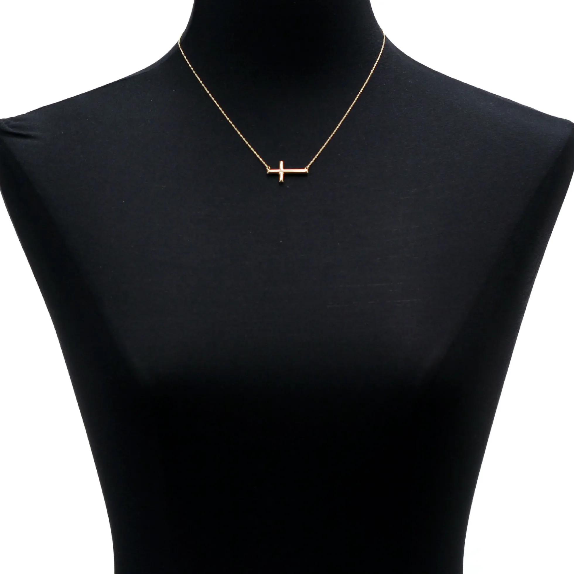Sideways Cross Necklace 14K