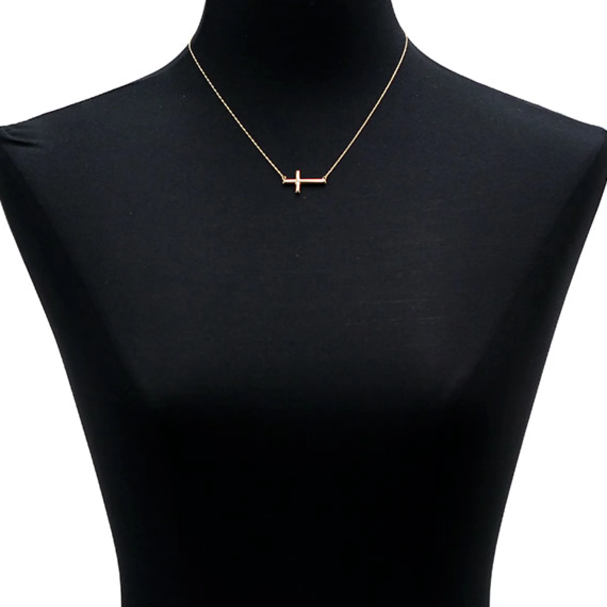 Sideways Cross Necklace 14K