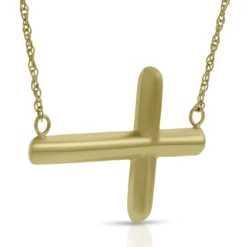 Sideways Cross Necklace 14K