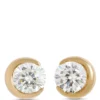 Signature Crescent Bezel Round Diamond Studs, 1 Total Carat Weight, 18K Yellow Gold