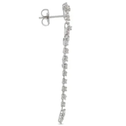 Silk Mesh Diamond Earrings, 14K White Gold