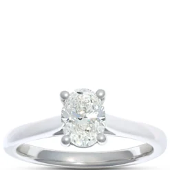 Solitaire Oval Diamond Engagement Ring, 14K White Gold
