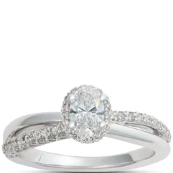 Split-Shank Oval Diamond Engagement Ring, 14k White Gold
