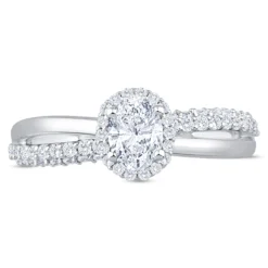 Split-Shank Oval Diamond Engagement Ring, 14k White Gold
