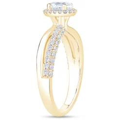 Split-Shank Oval Diamond Engagement Ring, 14k Yellow Gold