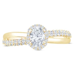 Split-Shank Oval Diamond Engagement Ring, 14k Yellow Gold