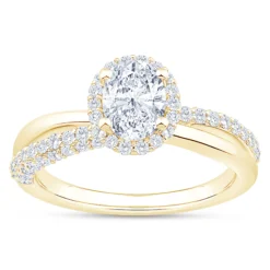 Split-Shank Oval Diamond Engagement Ring, 14k Yellow Gold