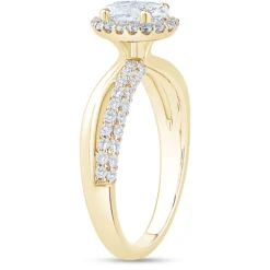 Split-Shank Oval Diamond Engagement Ring, 14k Yellow Gold