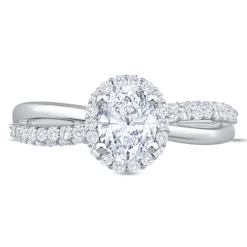 Split-Shank Oval Diamond Engagement Ring, 14k White Gold