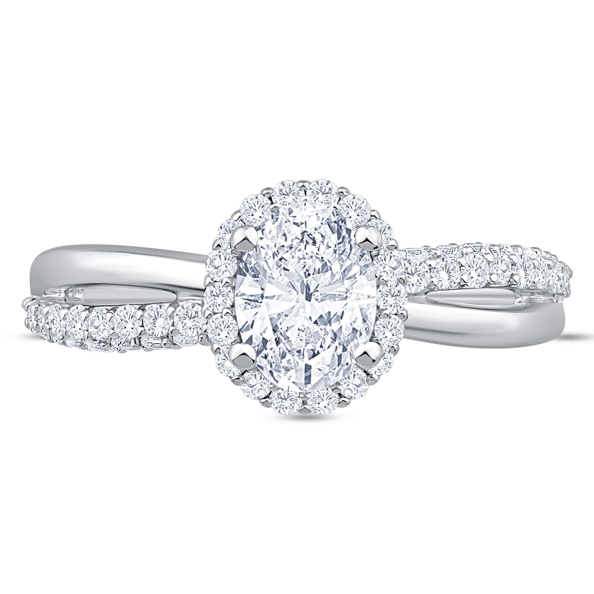 Split-Shank Oval Diamond Engagement Ring, 14k White Gold