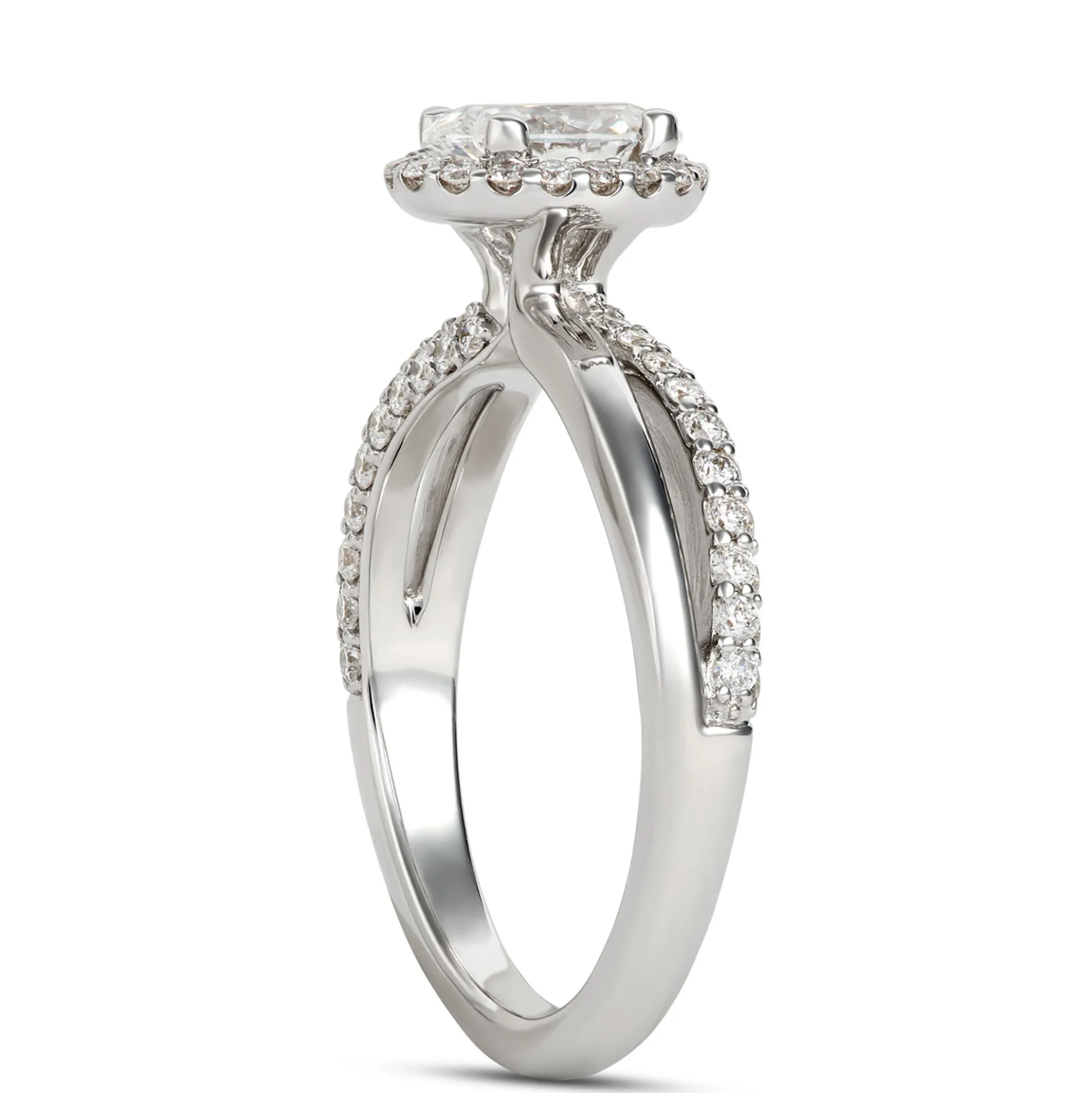 Split-Shank Oval Diamond Engagement Ring, 14k White Gold