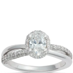 Split-Shank Oval Diamond Engagement Ring, 14k White Gold