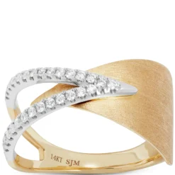 Split Shank Two-Tone Diamond Ring, 14K Mixed Gold