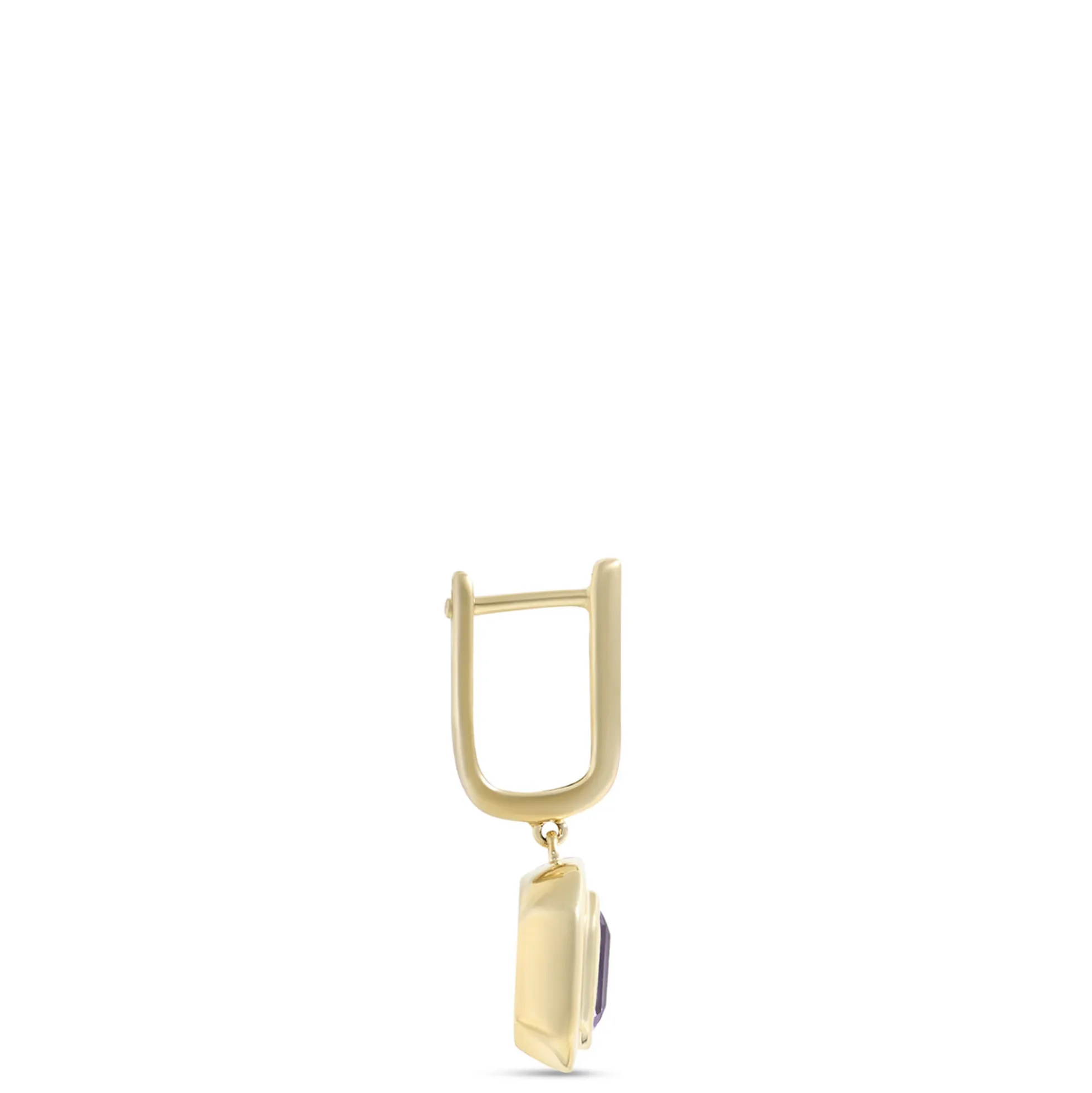 Square Amethyst Earrings, 14K Yellow Gold