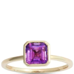Square Bezel Set Amethyst Ring, 14K