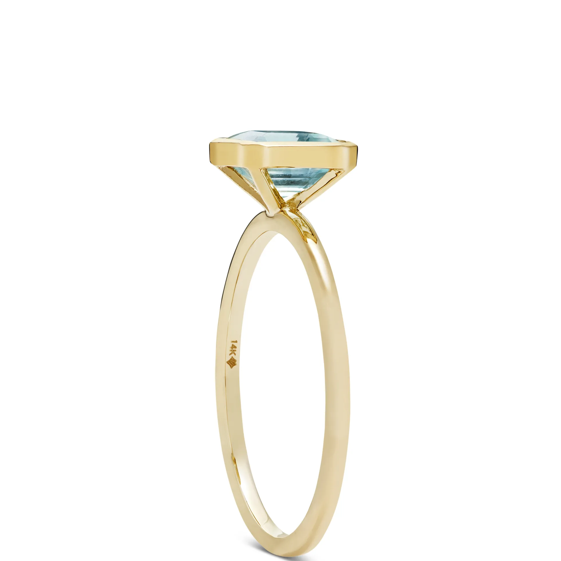 Square Bezel Set Aquamarine Ring, 14K