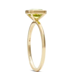 Square Bezel Set Peridot Ring, 14K