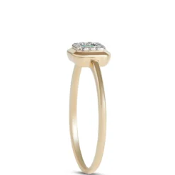 Square Emerald Diamond Halo Ring, 14K Yellow Gold