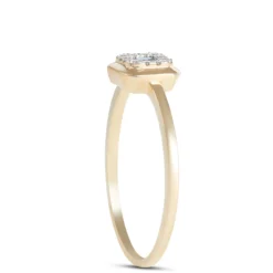 Square Sapphire Diamond Halo Ring, 14K Yellow Gold
