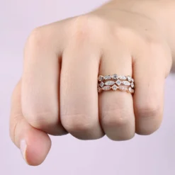 Stackable Geometric Diamond Band, 1/10 cttw