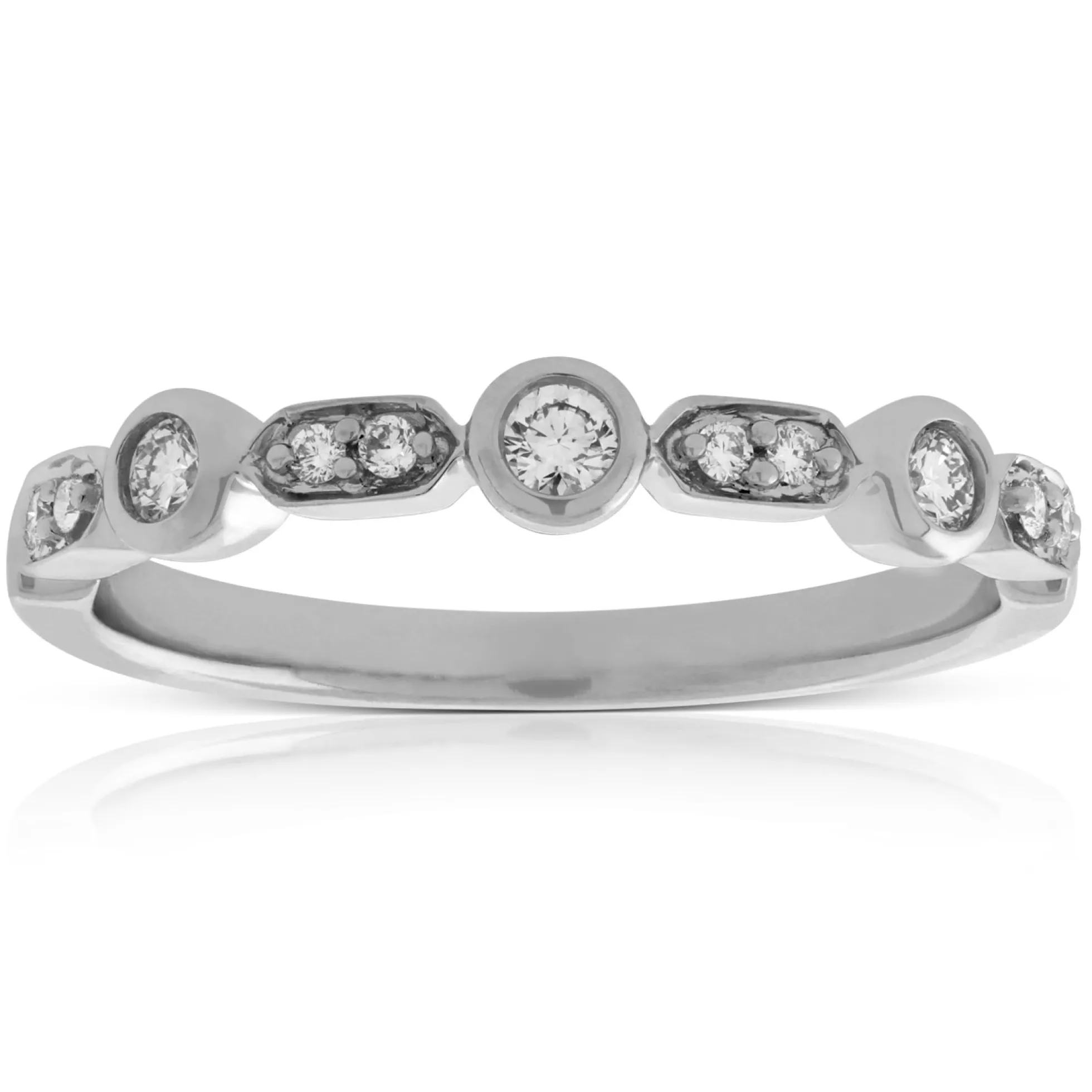 Stackable Geometric Diamond Band, 1/10 cttw